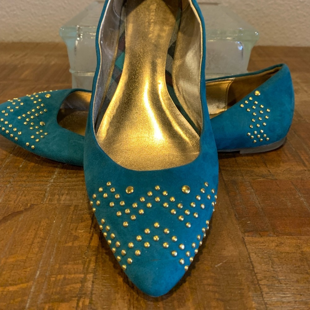 Dark Teal & Gold Accented Flats